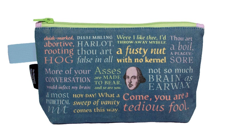 The Unemployed Philosophers Guild Shakespearean Insults Bag - 9" Canvas Zipper Shakespeare Themed Pouch for Pencils, Tools, Cosmetics, Toiletries and More - Image 1